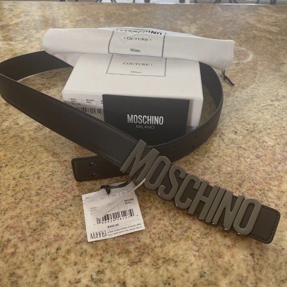 RARE 1.75 wide Moschino logo-lettering belt Size M/L NEW
